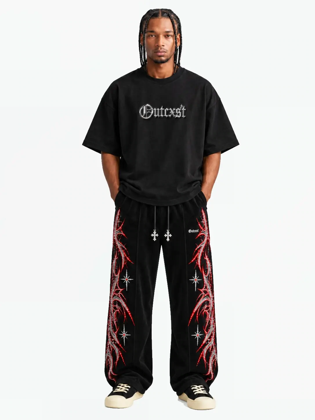 Chrome Embossed Tee - Model front view
