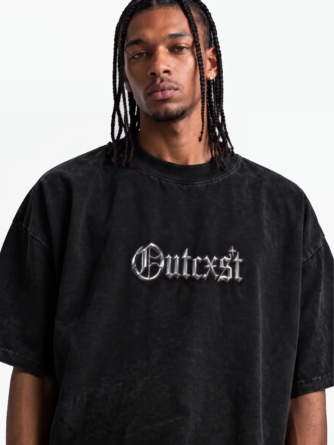 Chrome Embossed Tee - Chrome emblem close-up